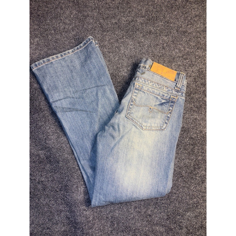 Jade Bootcut Jeans Girls 8 Blue Denim Stretch Flat Front Boho Faded Whiskered‎
